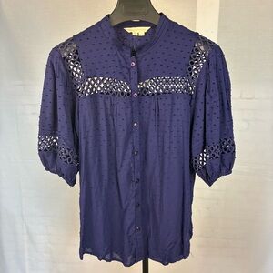 NWT Edme & Esyllte Anthropologie Cutwork Swiss Dot Blouse 12